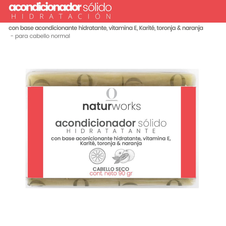 Acondicionador sólido Naturworks Hidratacion profunda toronja y naranja 90 gr