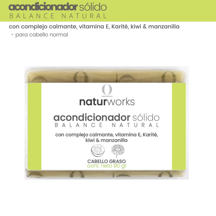 Acondicionador sólido Naturworks Balance natural kiwi y manzanilla 90 gr