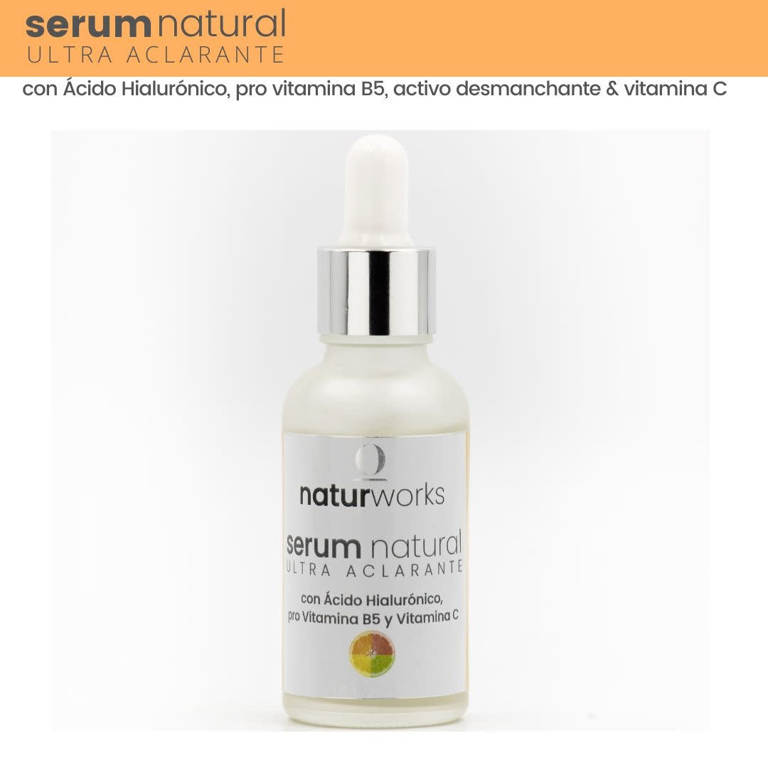 Suero Naturworks Ultra aclarante con vitamina C y acido hialuronico 30 ml