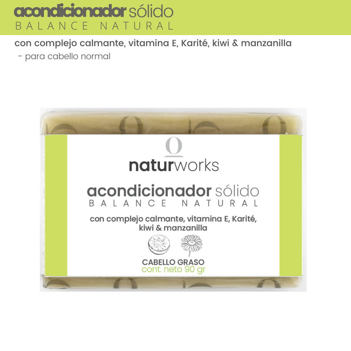 Acondicionador sólido Naturworks Balance natural kiwi y manzanilla 90 gr