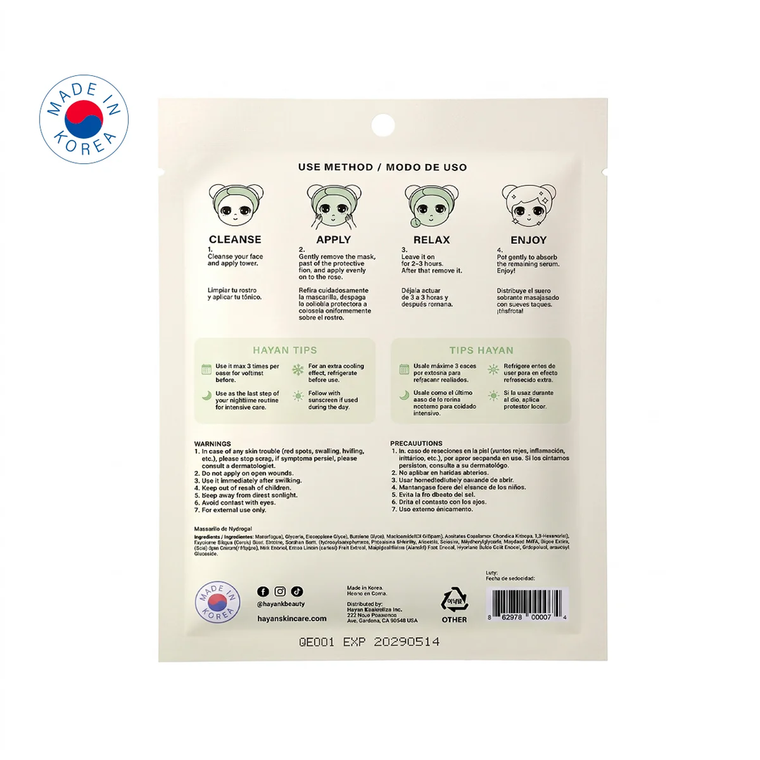 Mascarilla Hidrogel Hayan KBeauty Rice + Niacinamide