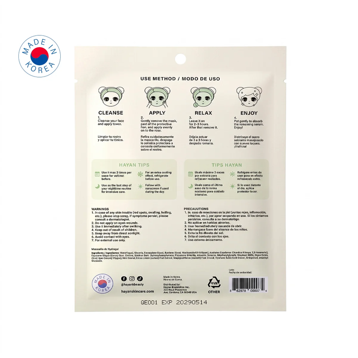 Mascarilla Hidrogel Hayan KBeauty Rice + Niacinamide