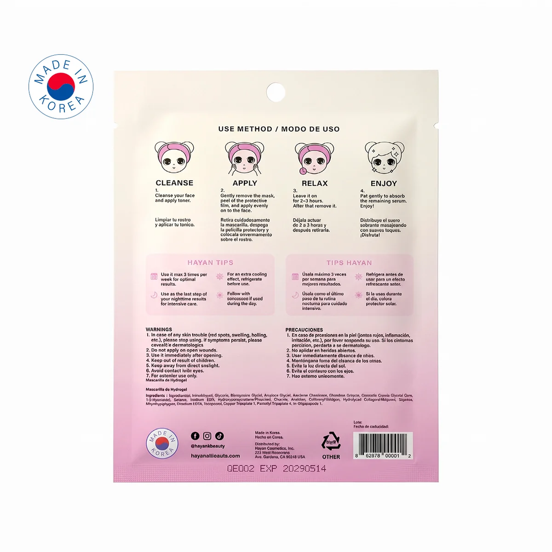 Mascarilla Hidrogel Hayan KBeauty Collagen + Caffeine