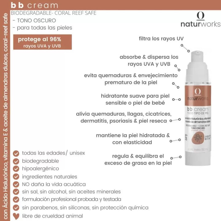 Protector solar líquido Naturworks SPF 25 Oscuro 50 ml