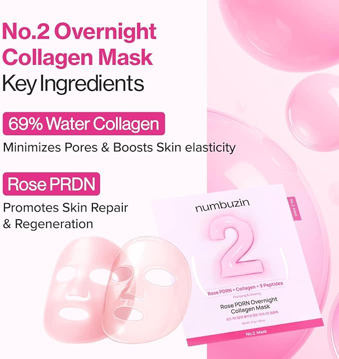 Mascarilla Numbuzin N°2 Rose PDRN Collagen Plumping Sheet Mask