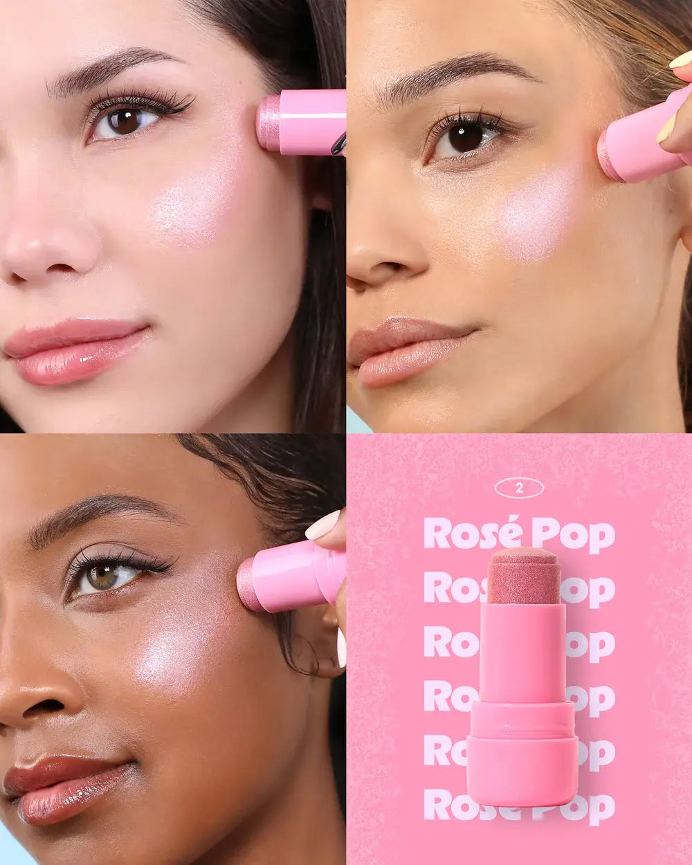 Iluminador Moira Icy Glow Jelly Stick 002 Rosé Pop Moira
