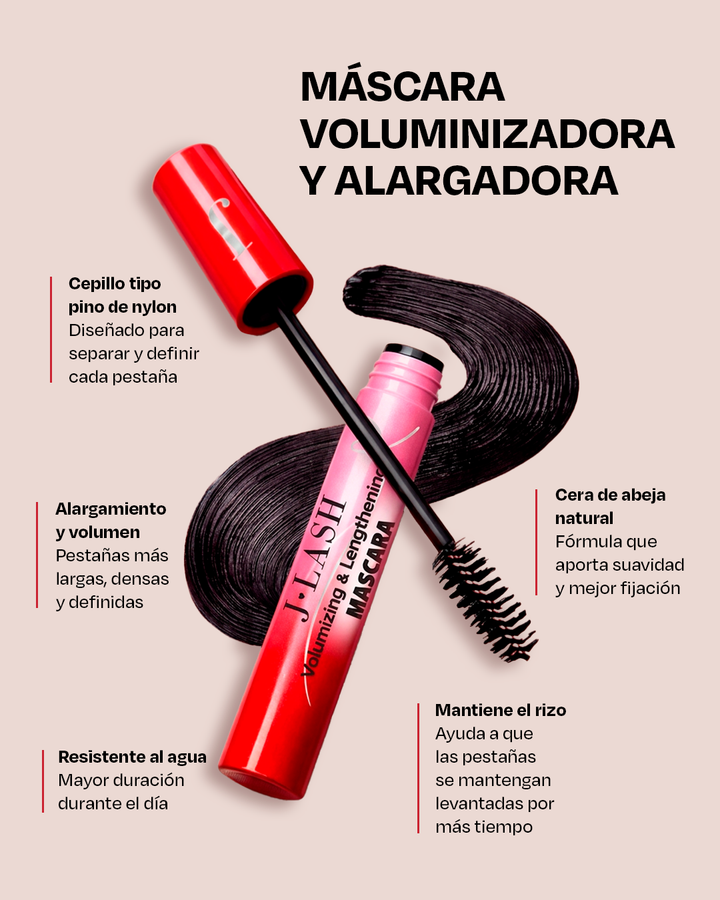Mascara de Pestañas Jlash Volumizing &amp; Lengthening Nylon Pine Brush Black
