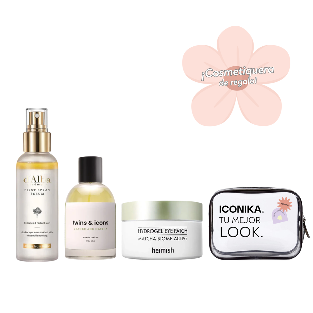 Duo Suero en Spray D’Alba &amp; Parches para Ojos Heimish + Perfume Orange and Matcha Twins &amp; Icons