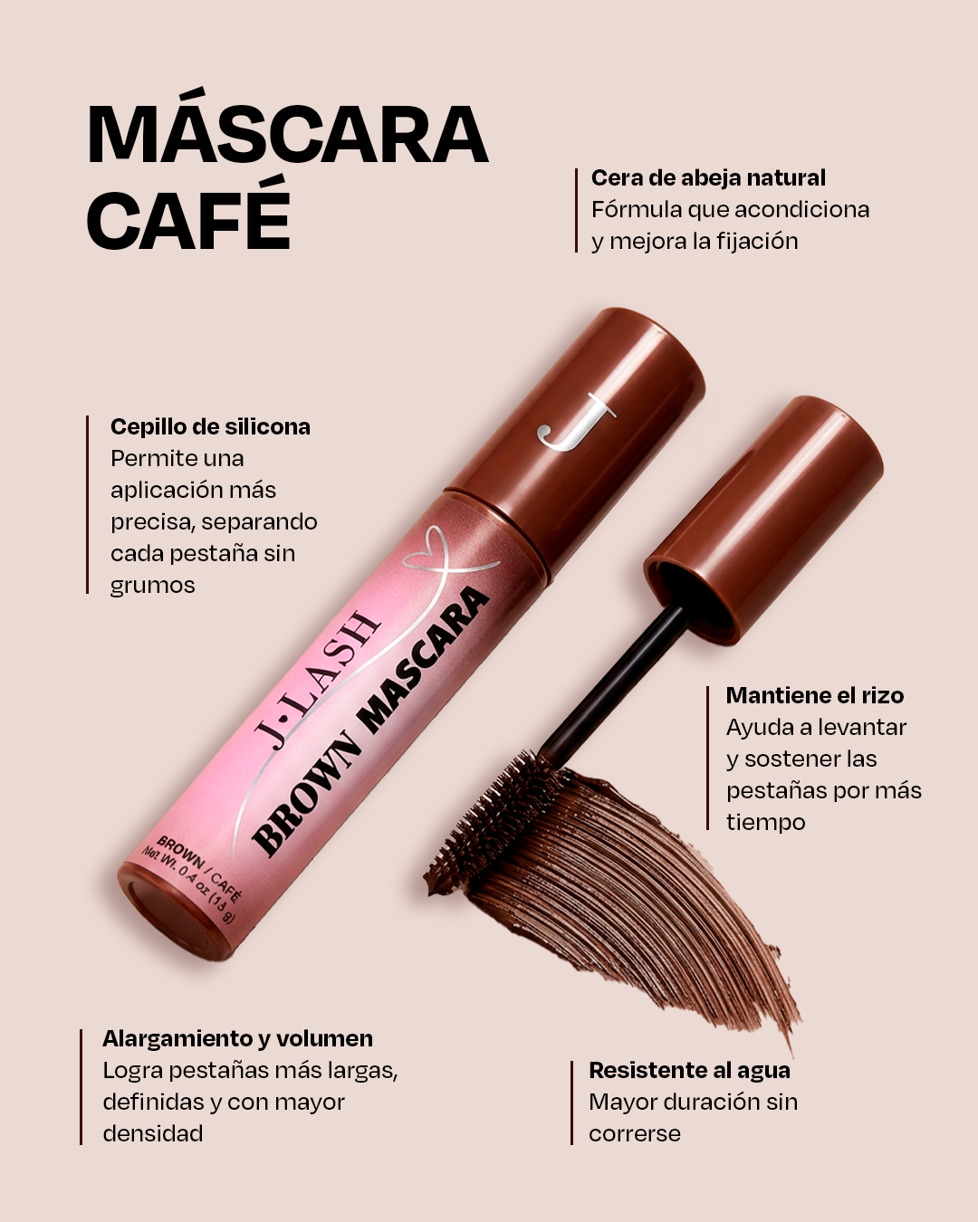 Mascara de Pestañas Jlash Silicon Brush Brown