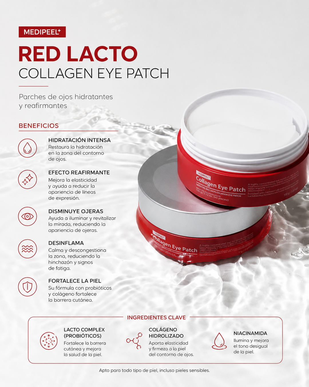 Parches para ojos Medipeel Red Lacto Collagen 60 piezas