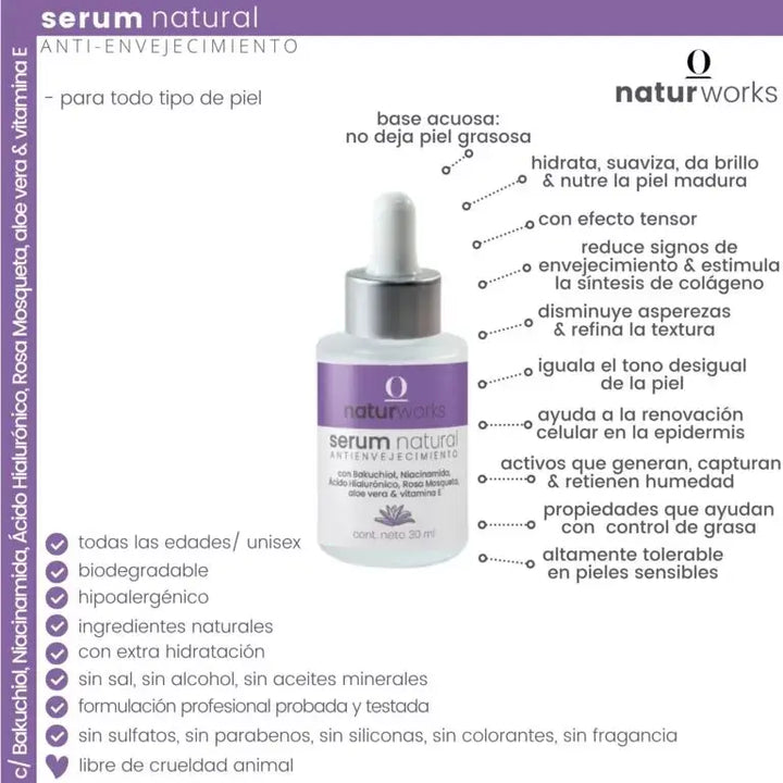 Suero Naturworks Antienvejecimiento con Bakuchiol 30 ml