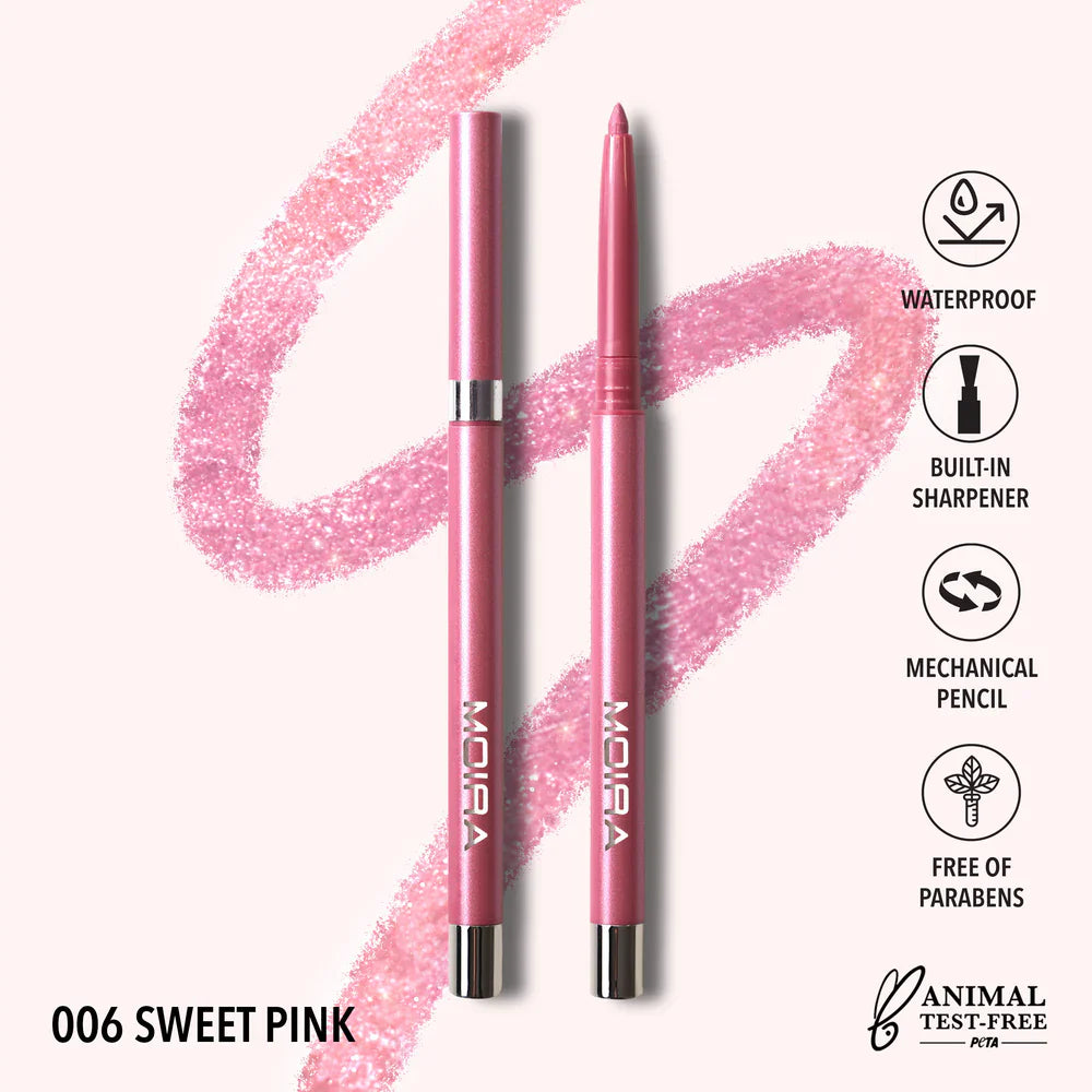 Delineador retractil Moira Statement shimmer 06 Sweet pink