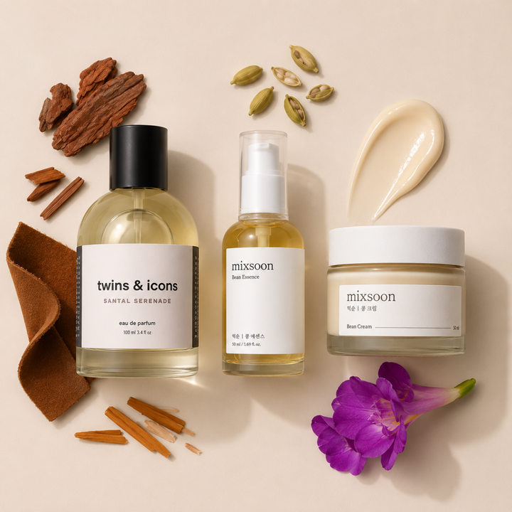 Rutina Mixsoon Bean Essence &amp; Bean Cream + Perfume Twins &amp; Icons Santal Serenade