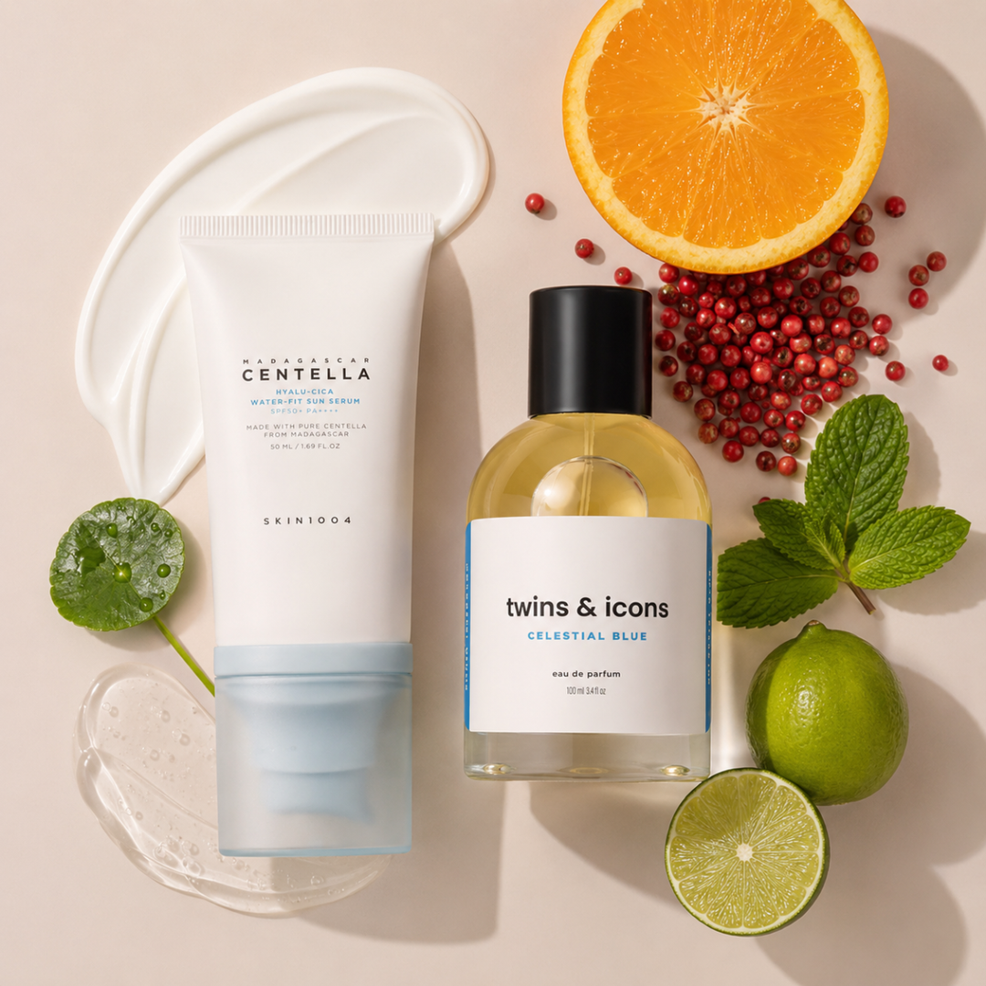 Kit Protector Solar Skin1004 Hyalu-Cica + Perfume Twins &amp; Icons Celestial Blue 50 ml
