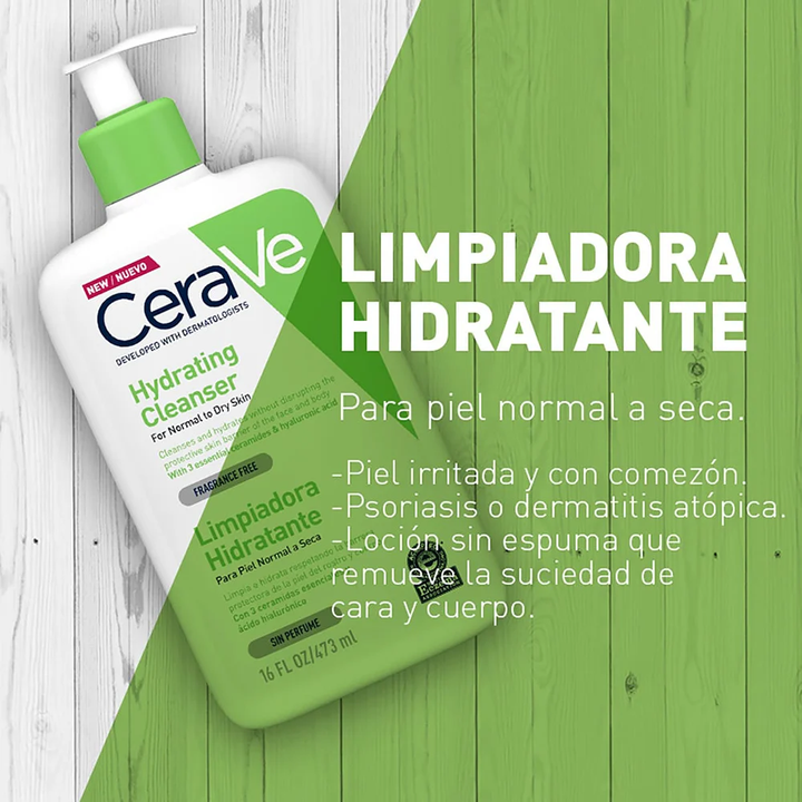 Limpiadora hidratante Cerave piel normal a seca 236 ml